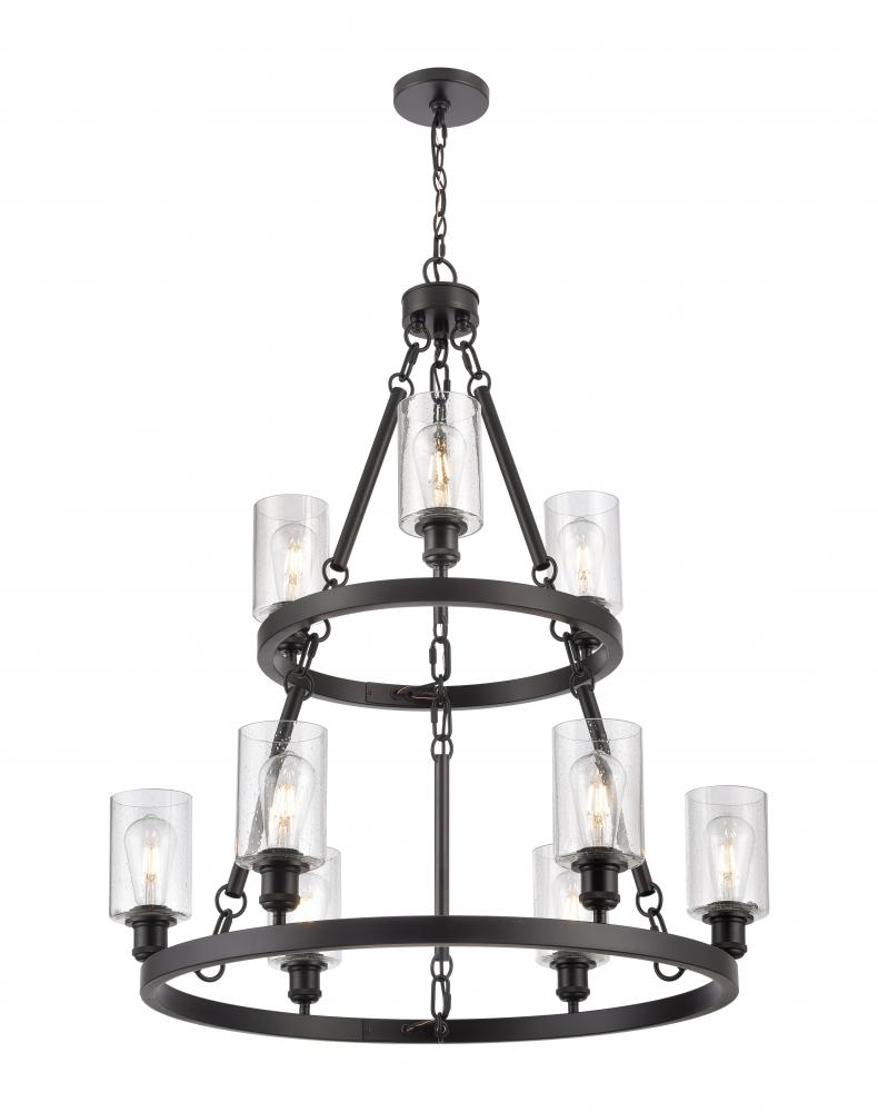 Clymer - 9 Light - 30 inch - Matte Black - Chain Hung - Chandelier