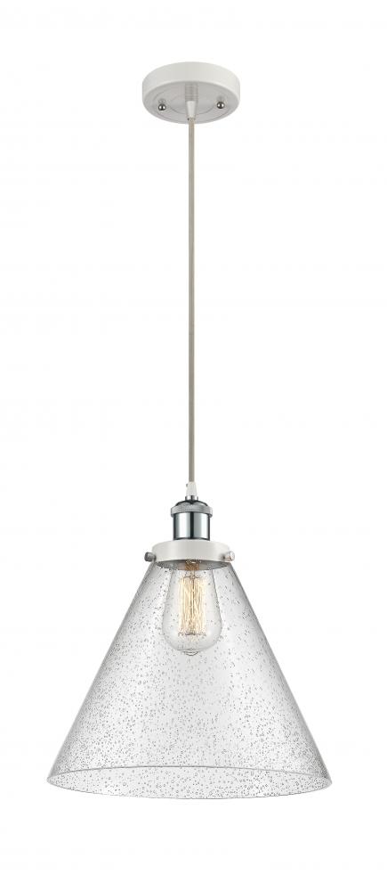 Cone - 1 Light - 12 inch - White Polished Chrome - Cord hung - Mini Pendant