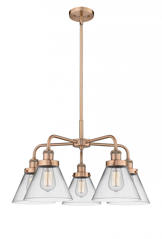 Cone - 5 Light - 26 inch - Antique Copper - Chandelier