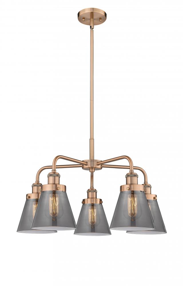 Cone - 5 Light - 25 inch - Antique Copper - Chandelier