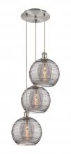 Innovations Lighting 113B-3P-SN-G1213-10SM - Athens Deco Swirl - 3 Light - 17 inch - Brushed Satin Nickel - Cord hung - Multi Pendant