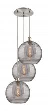 Innovations Lighting 113B-3P-SN-G1213-12SM - Athens Deco Swirl - 3 Light - 19 inch - Brushed Satin Nickel - Cord hung - Multi Pendant