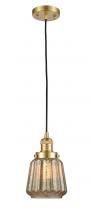 Innovations Lighting 201C-SG-G146-LED - Chatham - 1 Light - 7 inch - Satin Gold - Cord hung - Mini Pendant