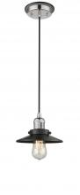 Innovations Lighting 201CBP-PNBK-M6-BK - Railroad - 1 Light - 8 inch - Polished Nickel - Cord hung - Mini Pendant