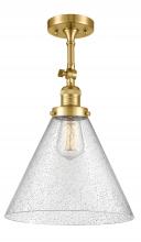 Innovations Lighting 201F-SG-G44-L-LED - Cone - 1 Light - 12 inch - Satin Gold - Semi-Flush Mount