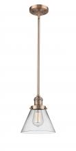  201S-AC-G42 - Cone - 1 Light - 8 inch - Antique Copper - Stem Hung - Mini Pendant