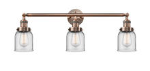 Innovations Lighting 205-AC-G52 - Bell - 3 Light - 30 inch - Antique Copper - Bath Vanity Light