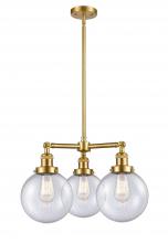 Innovations Lighting 207-SG-G204-8-LED - Beacon - 3 Light - 22 inch - Satin Gold - Stem Hung - Chandelier