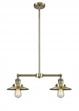 Innovations Lighting 209-AB-M4AB-LED - Railroad - 2 Light - 21 inch - Antique Brass - Stem Hung - Island Light