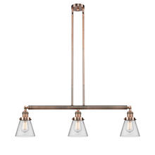  213-AC-G62 - Cone - 3 Light - 39 inch - Antique Copper - Stem Hung - Island Light