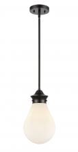 Innovations Lighting 414-1S-BK-8W-LED - Genesis - 1 Light - 8 inch - Matte Black - Cord hung - Mini Pendant