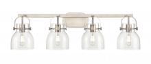 Innovations Lighting 423-4W-SN-G412-6CL - Pilaster II Bell - 4 Light - 37 inch - Satin Nickel - Bath Vanity Light