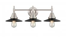 Innovations Lighting 447-3W-SN-M6-BK-LED - Railroad - 3 Light - 26 inch - Satin Nickel - Bath Vanity Light