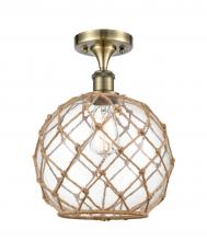 Innovations Lighting 516-1C-AB-G122-10RB-LED - Farmhouse Rope - 1 Light - 10 inch - Antique Brass - Semi-Flush Mount