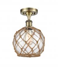 Innovations Lighting 516-1C-AB-G122-8RB-LED - Farmhouse Rope - 1 Light - 8 inch - Antique Brass - Semi-Flush Mount