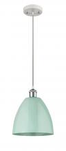 Innovations Lighting 516-1P-WPC-MBD-9-SF-LED - Plymouth - 1 Light - 9 inch - White Polished Chrome - Cord hung - Mini Pendant