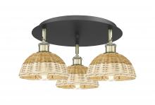 Innovations Lighting 516-3C-BAB-NBD2-75-NAT - Bristol Natural II - 3 Light - 19 inch - Black Antique Brass - Flush Mount