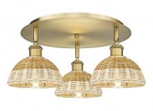 Innovations Lighting 516-3C-BB-NBD2-75-NAT - Bristol Natural II - 3 Light - 19 inch - Brushed Brass - Flush Mount