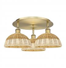 Innovations Lighting 516-3C-BB-NBD2-9-NAT - Bristol Natural II - 3 Light - 21 inch - Brushed Brass - Flush Mount