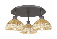 Innovations Lighting 516-3C-OB-NBD2-75-NAT - Bristol Natural II - 3 Light - 19 inch - Oil Rubbed Bronze - Flush Mount