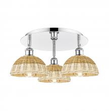 Innovations Lighting 516-3C-PC-NBD2-75-NAT - Bristol Natural II - 3 Light - 19 inch - Polished Chrome - Flush Mount