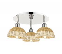 Innovations Lighting 516-3C-PN-NBD2-75-NAT - Bristol Natural II - 3 Light - 19 inch - Polished Nickel - Flush Mount
