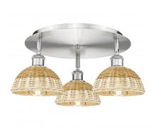 Innovations Lighting 516-3C-SN-NBD2-75-NAT - Bristol Natural II - 3 Light - 19 inch - Satin Nickel - Flush Mount