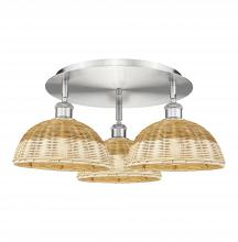Innovations Lighting 516-3C-SN-NBD2-9-NAT - Bristol Natural II - 3 Light - 21 inch - Satin Nickel - Flush Mount