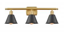 Innovations Lighting 516-3W-SG-M8-BK-LED - Smithfield - 3 Light - 27 inch - Satin Gold - Bath Vanity Light