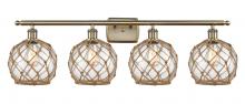 Innovations Lighting 516-4W-AB-G122-8RB - Farmhouse Rope - 4 Light - 38 inch - Antique Brass - Bath Vanity Light