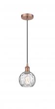 Innovations Lighting 616-1P-AC-G1215-6 - Athens Water Glass - 1 Light - 6 inch - Antique Copper - Cord hung - Mini Pendant