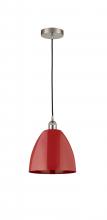 Innovations Lighting 616-1P-SN-MBD-9-RD-LED - Plymouth - 1 Light - 9 inch - Brushed Satin Nickel - Cord hung - Mini Pendant