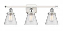 Innovations Lighting 916-3W-WPC-G64-LED - Cone - 3 Light - 26 inch - White Polished Chrome - Bath Vanity Light