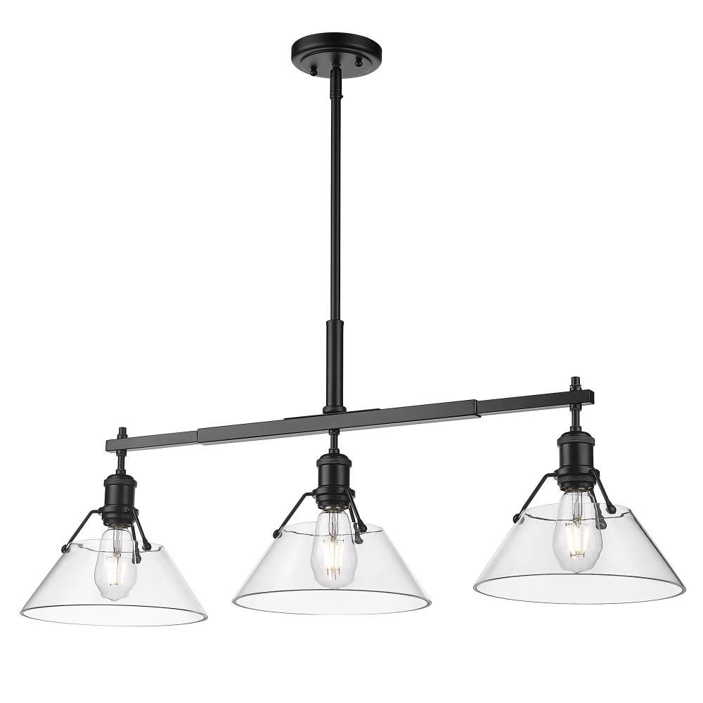 Orwell 3-Light Linear Pendant in Matte Black with Clear Glass