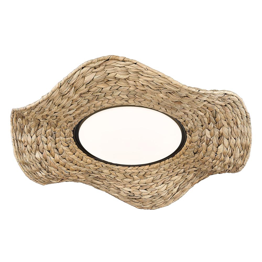 Macy Flush Mount - 21" in Matte Black with Woven Sweet Grass Shade