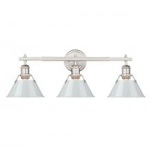 Golden 3306-BA3 PW-DB - Orwell 3-Light Vanity Light in Pewter with Dusky Blue