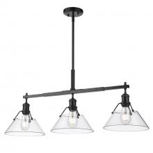 Golden 3306-LP BLK-CLR - Orwell BLK 3 Light Linear Pendant in Matte Black with Clear Glass