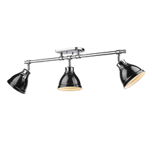 Golden 3602-3SF CH-BK - Duncan 3-Light Semi-Flush - Track Light in Chrome with Black