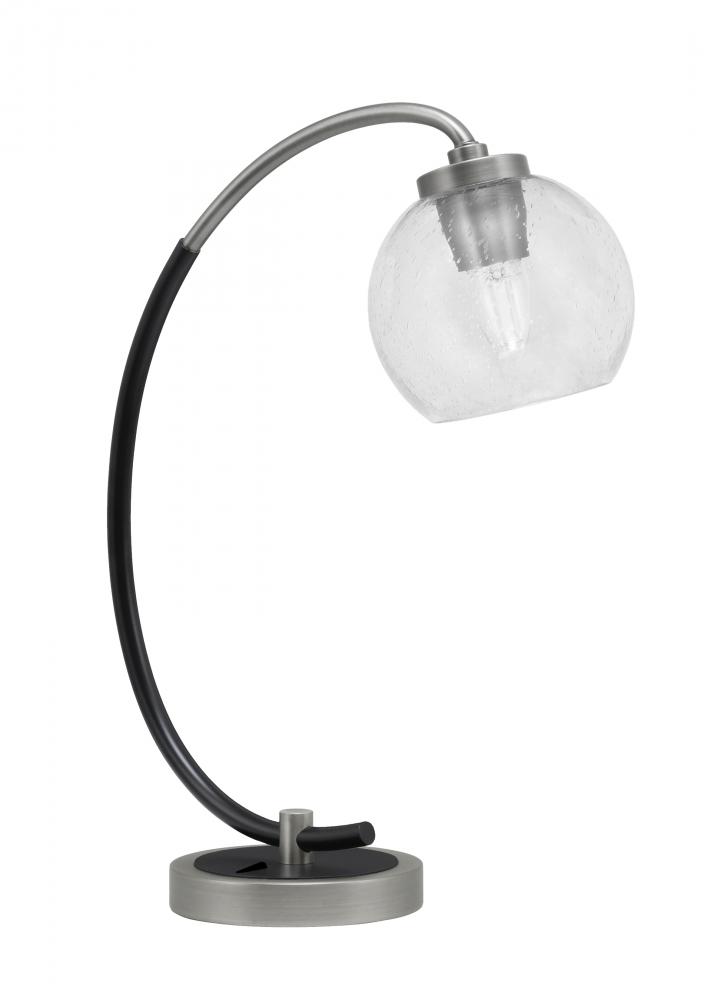 Desk Lamp, Graphite & Matte Black Finish, 5.75" Clear Bubble Glass