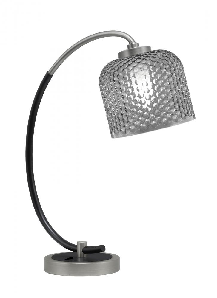 Desk Lamp, Graphite & Matte Black Finish, 6" Smoke Textured Glass