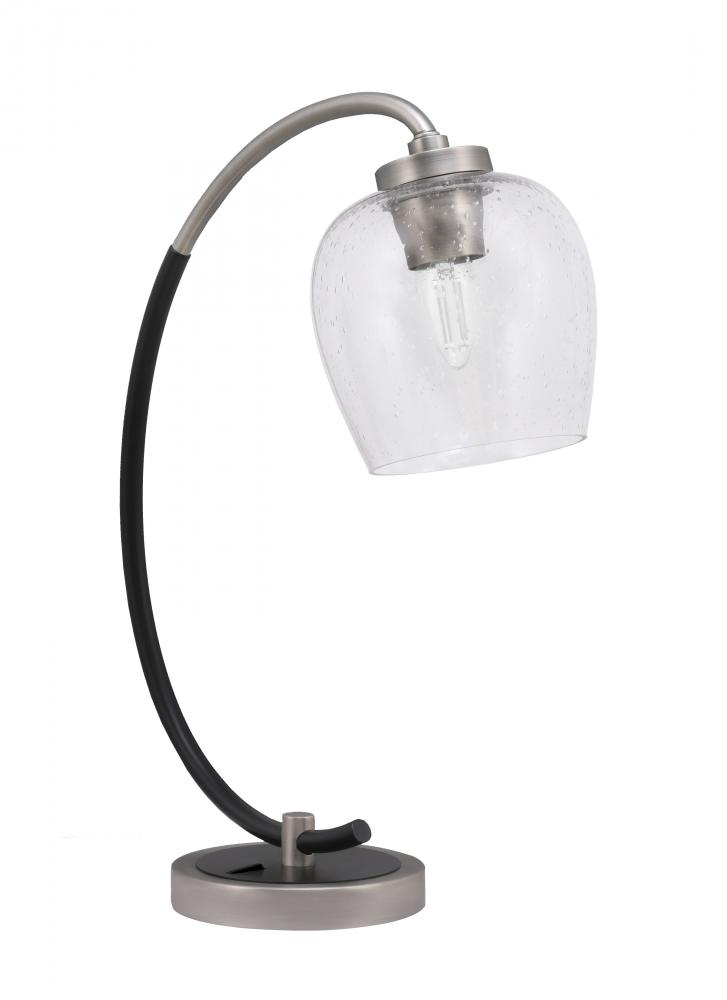 Desk Lamp, Graphite & Matte Black Finish, 6" Clear Bubble Glass