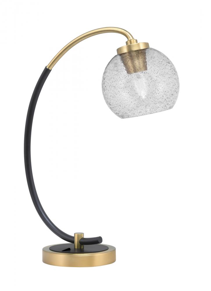 Desk Lamp, Matte Black & New Age Brass Finish, 5.75" Smoke Bubble Glass