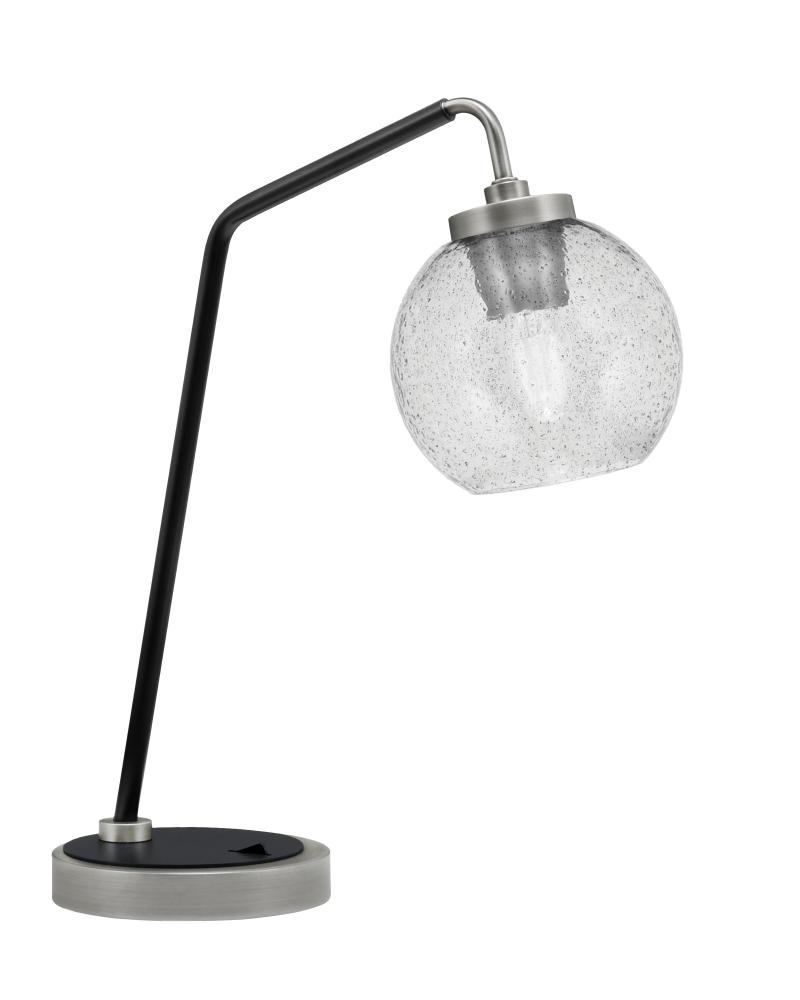 Desk Lamp, Graphite & Matte Black Finish, 5.75" Smoke Bubble Glass