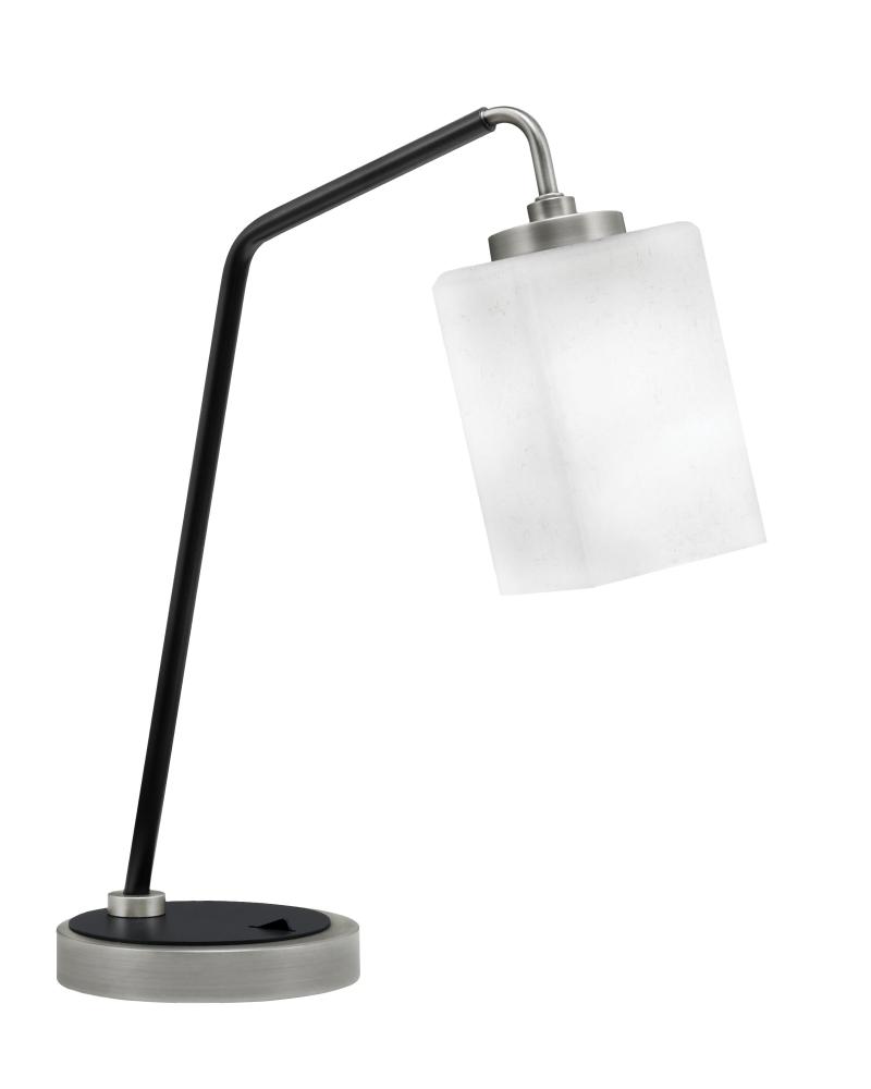 Desk Lamp, Graphite & Matte Black Finish, 4" White Muslin Glass