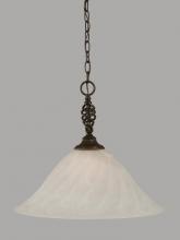 Toltec Company 82-DG-5781 - One Light Dark Granite White Alabaster Swirl Glass Down Pendant