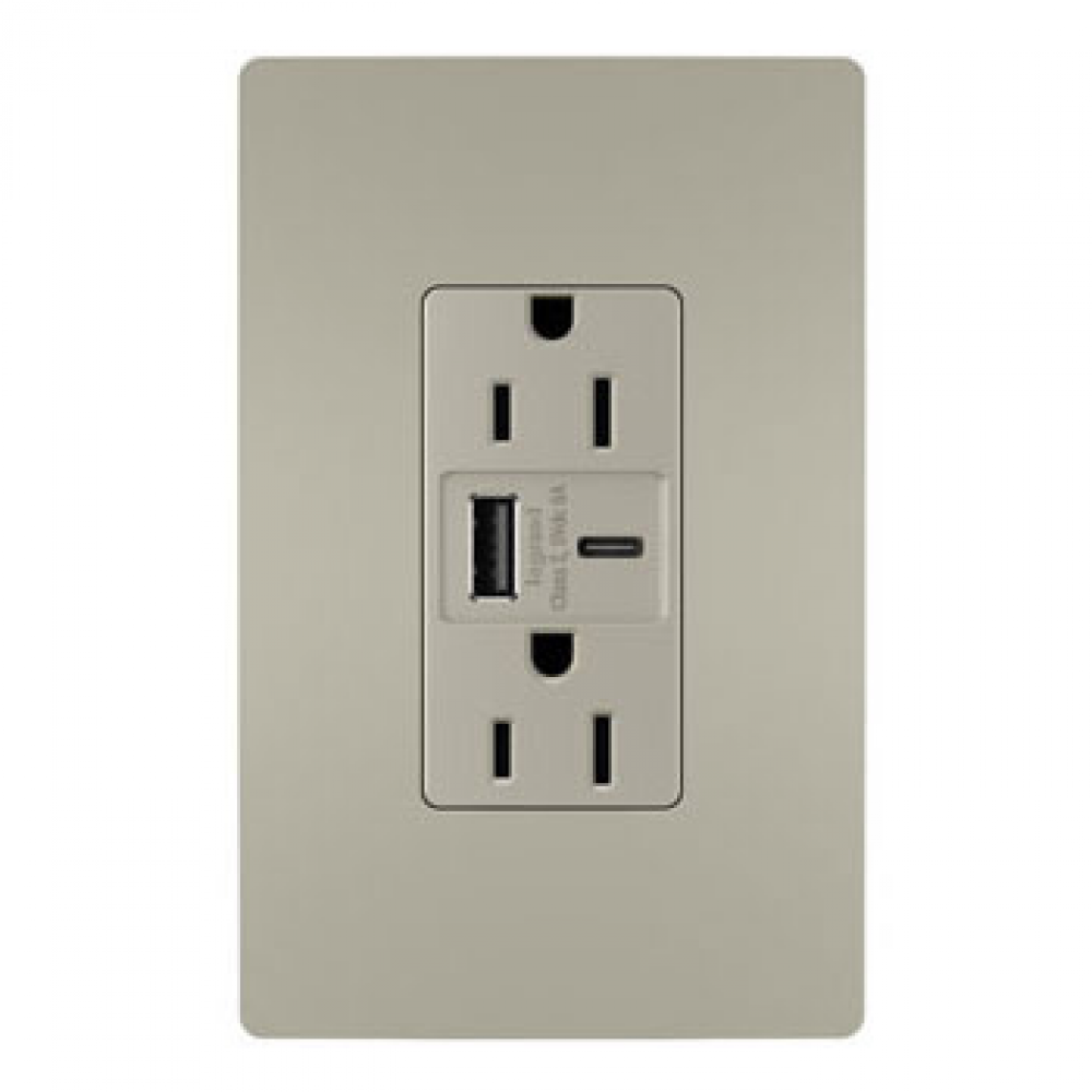 radiant® 15A Tamper-Resistant Ultra-Fast USB Type A/C Outlet, Nickel