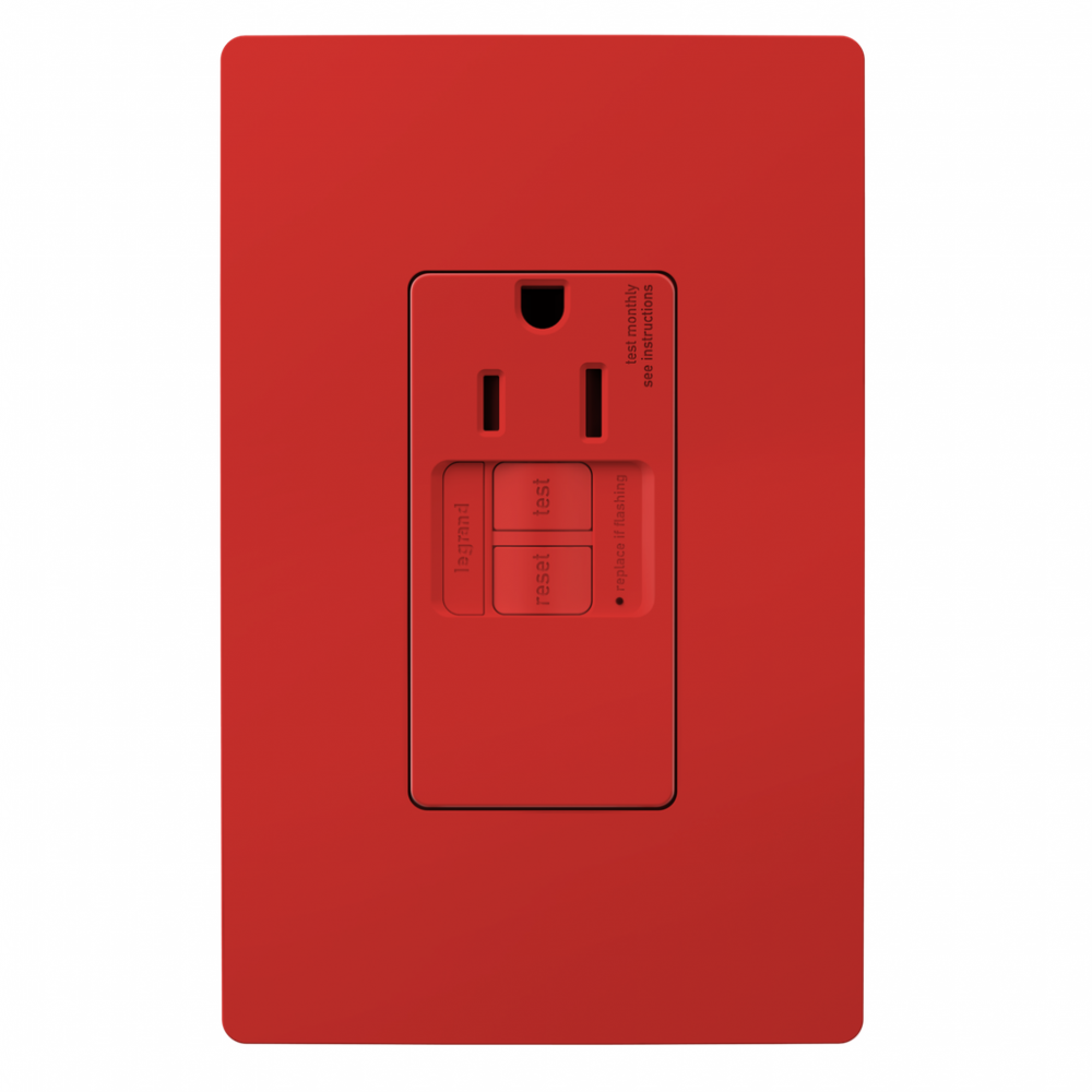 radiant? Tamper-Resistant 15A Simplex Self-Test GFCI Receptacles with SafeLock? Protection, Red (10 pack)