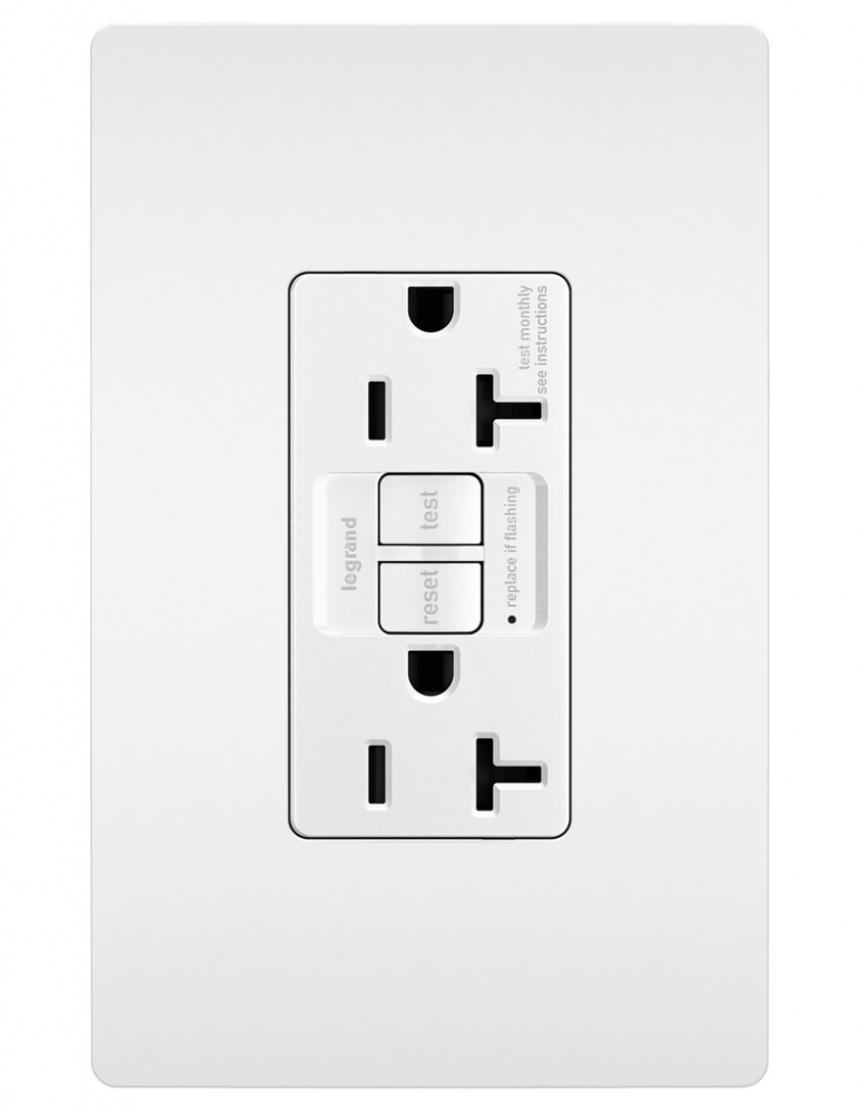 radiant? 15A Tamper-Resistant Self-Test Sensitive Appliance GFCI Outlet, White