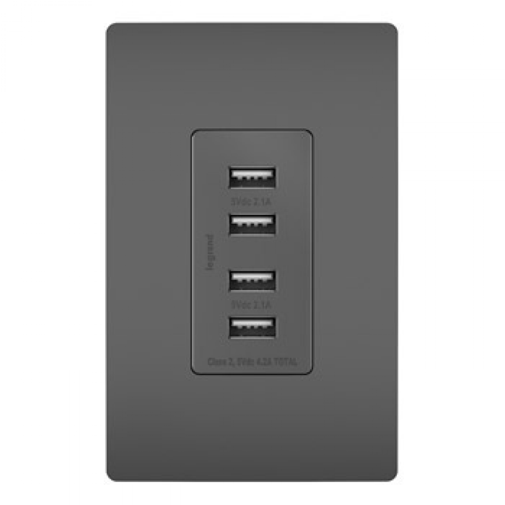 radiant® Quad USB Charger, Black