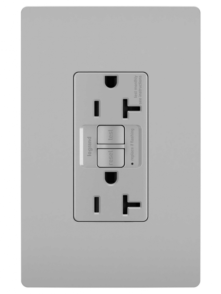 radiant? Spec Grade 20A Tamper Resistant Self Test GFCI Receptacle, NAFTA Compliant, Gray